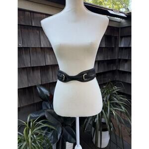 Vintage Karen Millen Black Leather Waist Belt size small
